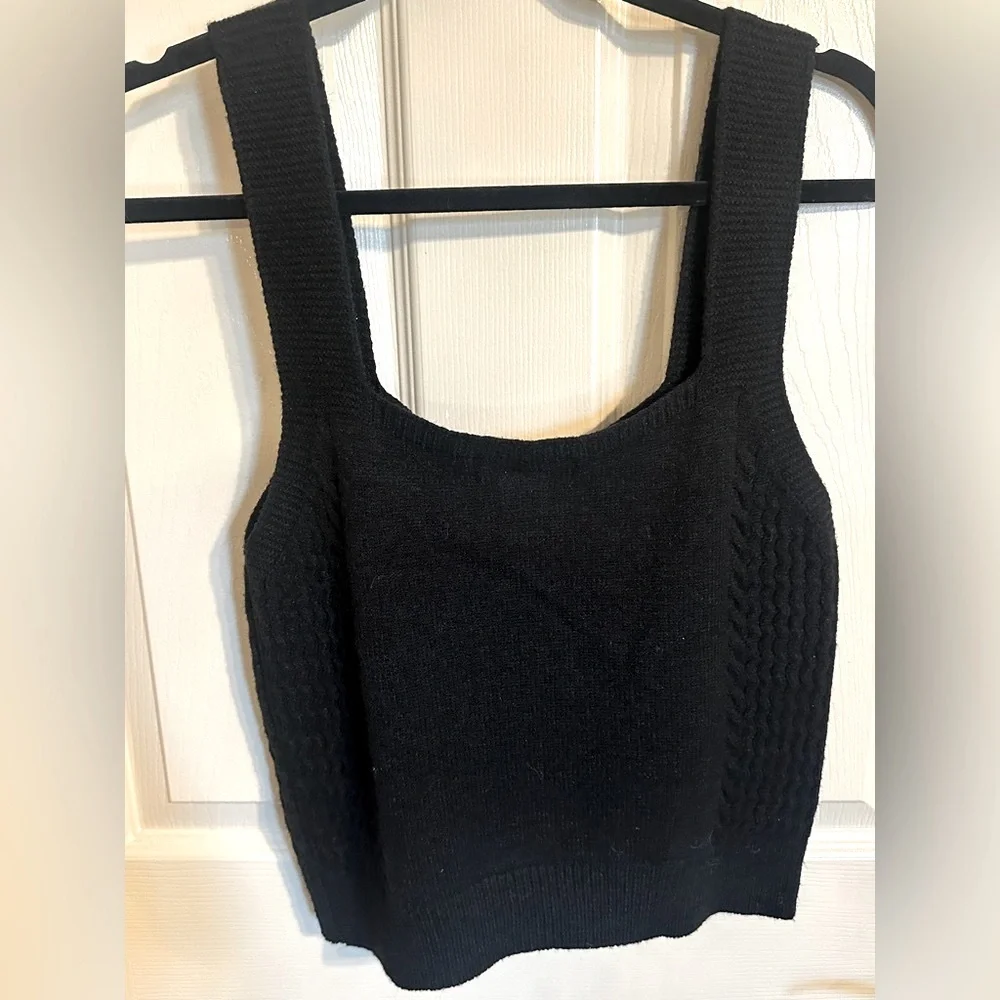 Cotton Emporium Midnight Cable Knit Tank Top, Black, Size XL, NWT